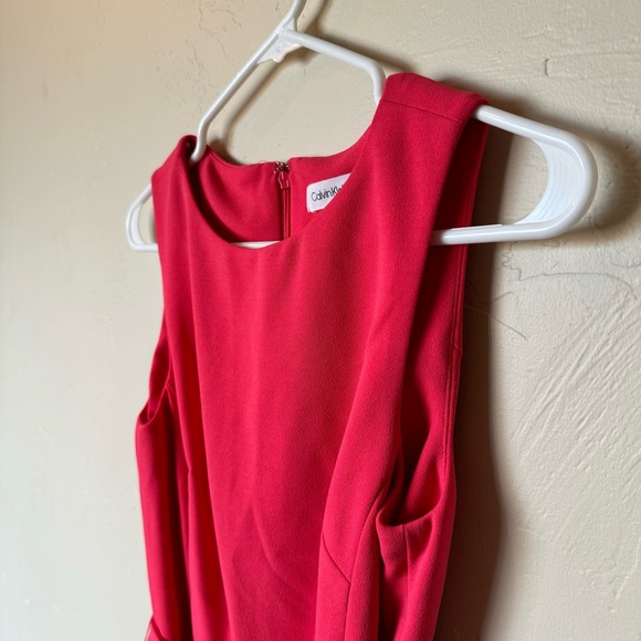 Calvin Klein Pink Belted Scoop Neck Midi Dress - Picture 4 of 13